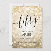 Moderne Glam Gold Glitter Lights 50ste verjaardag Kaart (Voorkant)