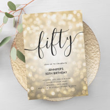 Moderne Glam Gold Glitter Lights 50ste verjaardag