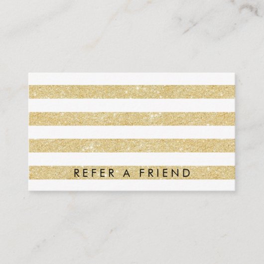 Moderne Glam Gold Glitter Referral-Kaart Klantenkaartje (Voorkant)