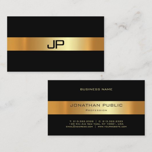 Moderne Glam Gold Light Elegant Plain Luxury Chic Visitekaartje (Voorkant / Achterkant)