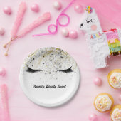Moderne Glam Gold Silver Black Eyelashes Beauty Papieren Bordje (Feest)