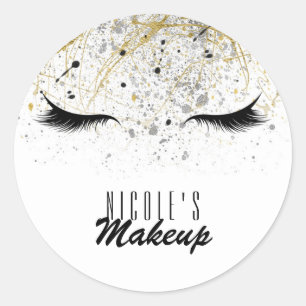 Moderne Glam Gold Silver Black Eyelashes Beauty Ronde Sticker