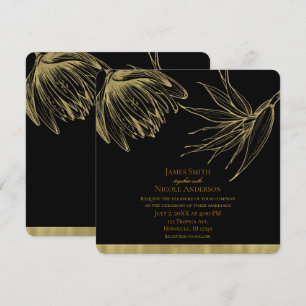 Moderne Glam Goud & Zwarte Tropische Botanische Bl Kaart