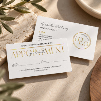 Moderne Glam Gouden Logo Make-up Beauty Salon Haar Afsprakenkaartje