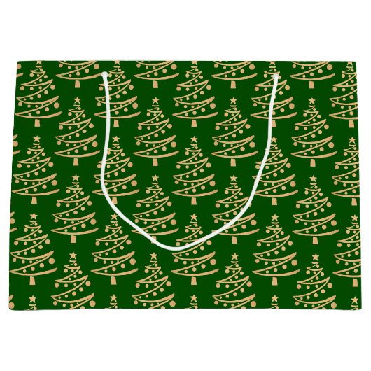 Moderne Glam Green- en Faux Gold-kerstboom Groot Cadeauzakje (Voorkant)