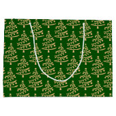 Moderne Glam Green- en Faux Gold-kerstboom Groot Cadeauzakje (Achterkant)