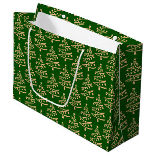 Moderne Glam Green- en Faux Gold-kerstboom Groot Cadeauzakje