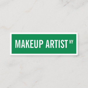 Moderne glam groen witte straat teken make-up arti mini visitekaartje