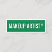 Moderne glam groen witte straat teken make-up arti mini visitekaartje (Voorkant)