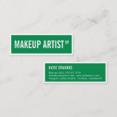 Moderne glam groen witte straat teken make-up arti mini visitekaartje (Voorkant / Achterkant)
