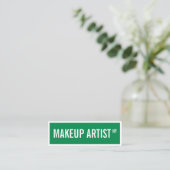 Moderne glam groen witte straat teken make-up arti mini visitekaartje (Staand voorkant)