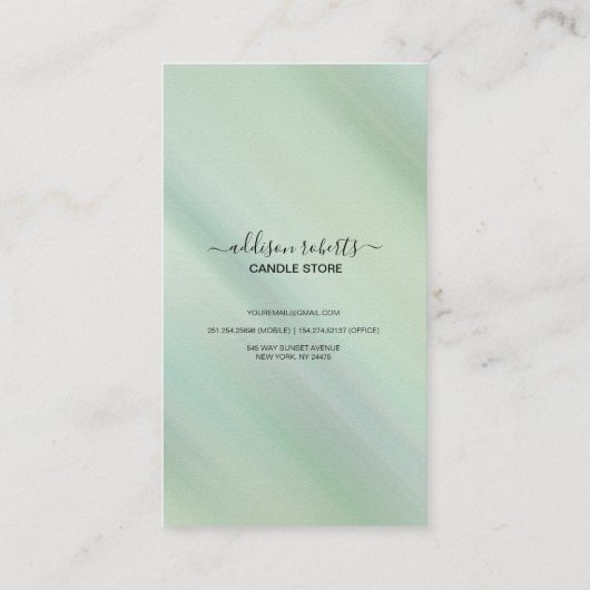 Moderne Glam Iridescent Sparkle Candle Care Busin Visitekaartje (Achterkant)