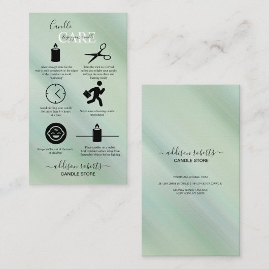 Moderne Glam Iridescent Sparkle Candle Care Busin Visitekaartje (Voorkant / Achterkant)