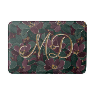 Moderne Glam Moody Bloem Emerald Bourgondië Goud Badmat