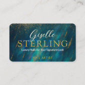 Moderne Glam Nail Artist Green Opal QR-code Visitekaartje (Voorkant)