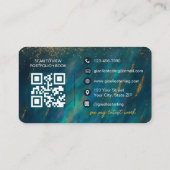 Moderne Glam Nail Artist Green Opal QR-code Visitekaartje (Achterkant)