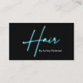 Moderne glam neon hairscript logo qr code visitekaartje (Voorkant)