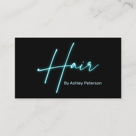 Moderne glam neon hairscript logo qr code visitekaartje (Voorkant)