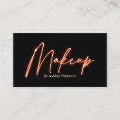 Moderne glam oranje neon make-up script logo qr co visitekaartje (Voorkant)