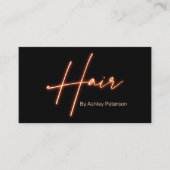 Moderne glam oranje neonhars logo qr code visitekaartje (Voorkant)