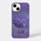 Moderne Glam Paars Glittery Kiss-lipstick - opdruk iPhone Hoesje (Achterkant)