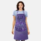 Moderne Glam Paars Glittery Kiss-lipstick - opdruk Schort (Gedragen)