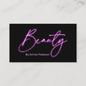 Moderne glam paarse neon schoonheidsscript logo qr visitekaartje (Voorkant)