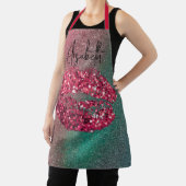 Moderne Glam Red Glittery Kiss lipstick afdrukken Schort (Insitu)