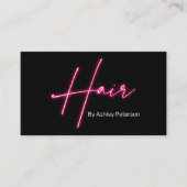 Moderne glam roze neon haarschrift logo qr code visitekaartje (Voorkant)