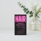 Moderne glam roze neon haarschrift logo qr code visitekaartje (Staand voorkant)