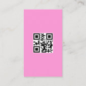 Moderne glam roze neon haarschrift logo qr code visitekaartje (Achterkant)