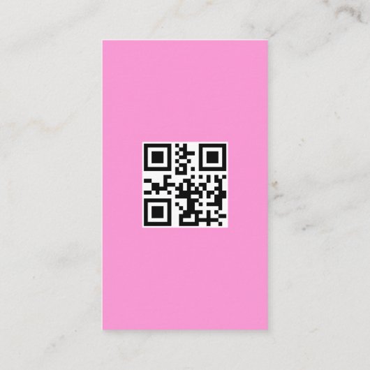 Moderne glam roze neon haarschrift logo qr code visitekaartje (Achterkant)
