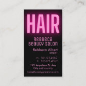 Moderne glam roze neon haarschrift logo qr code visitekaartje (Voorkant)