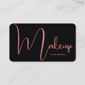 Moderne glam roze neon make-up script qr code busi visitekaartje (Voorkant)