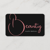 Moderne glam roze neon schoonheidsscript logo qr c visitekaartje (Voorkant)