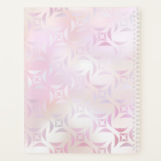 Moderne Glam roze Silver Personaliseer naamplanner Planner (Achterkant)