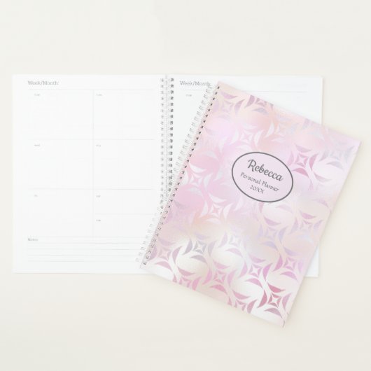 Moderne Glam roze Silver Personaliseer naamplanner Planner (Display)