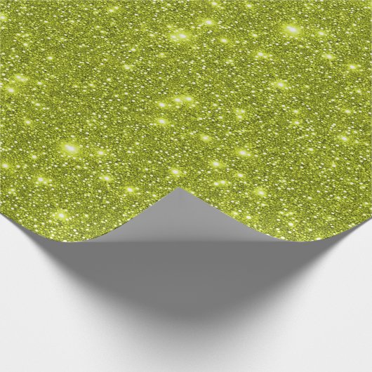 Moderne Glam Shimmer Sparkle Geel Groen Glitter Cadeaupapier (Hoek)