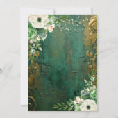 Moderne Glam Smaragd en Gouden Bruiloft Kaart (Achterkant)