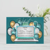 Moderne Glam Virtual Baby Boy Shower Blauwgroen Kaart (Staand voorkant)