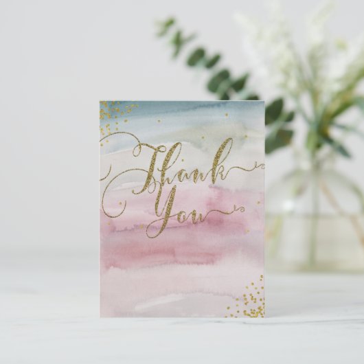 Moderne Glam Waterverf Gold Elegant Hartelijk dank Briefkaart (Staand voorkant)