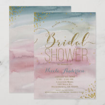 Moderne Glam Waterverf Goud Confetti BRUIDSFEest