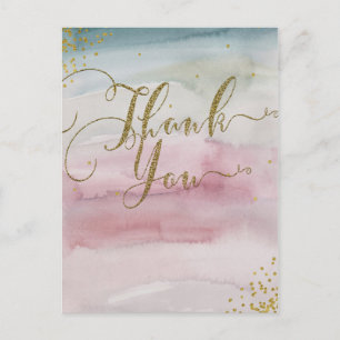 Moderne Glam Waterverf Goud Elke Dank Je Briefkaart