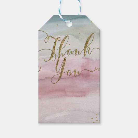 Moderne Glam Waterverf Goud Elke Dank Je Cadeaulabel (Voorkant)