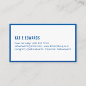 Moderne glam wit blauw straat teken make-up artist visitekaartje (Achterkant)