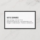 Moderne glam witte zwarte straat teken make-up art visitekaartje (Achterkant)