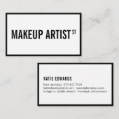Moderne glam witte zwarte straat teken make-up art visitekaartje (Voorkant / Achterkant)