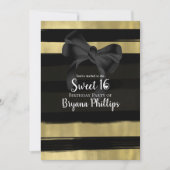 Moderne Glam Zwart Boog Goud Verf Streek Sweet 16 Kaart (Voorkant)