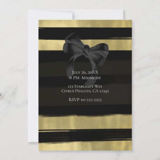 Moderne Glam Zwart Boog Goud Verfstreek Sweet 16 Kaart (Achterkant)