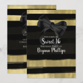 Moderne Glam Zwart Boog Goud Verfstreek Sweet 16 Kaart (Voorkant / Achterkant)